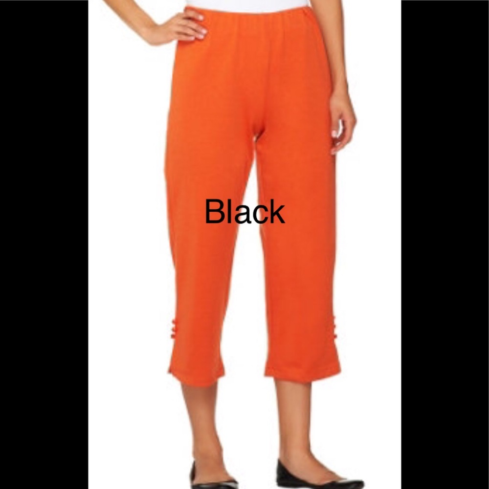 Bob Mackie Stretch Ponte Knit Black Crop Pants 1X